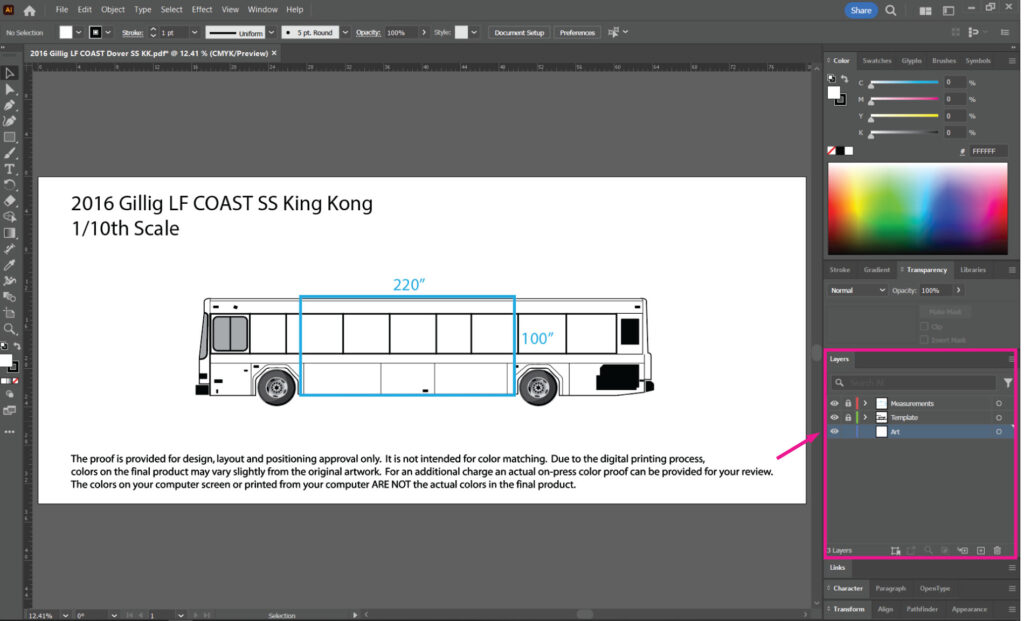 Bus Wrap template layers